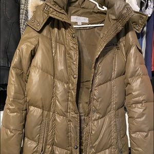 COPY - Long brown down puffer coat with real fur …